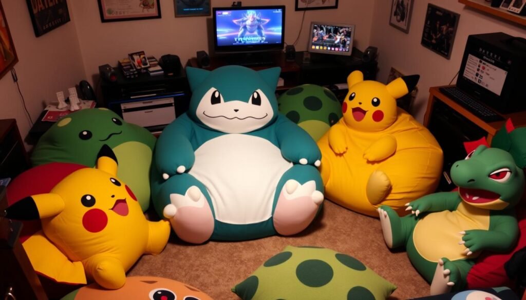 different Pokemon bean bags